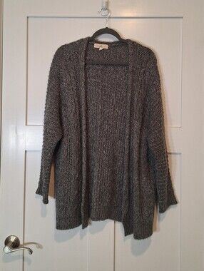 Pink Republic Chunky Knit Open Cardigan Gray Size Large